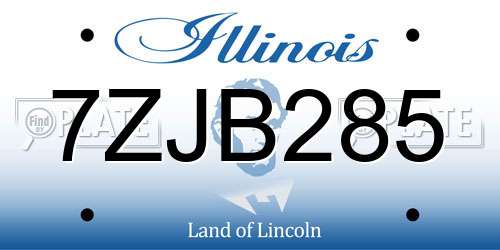 7ZJB285 Illinois License Plate