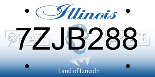 7ZJB288 Illinois License Plate
