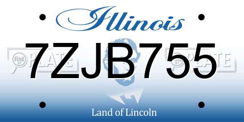 7ZJB755 Illinois License Plate