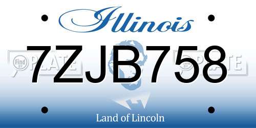 7ZJB758 Illinois License Plate