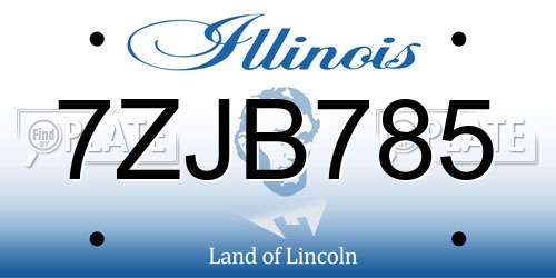 7ZJB785 Illinois License Plate