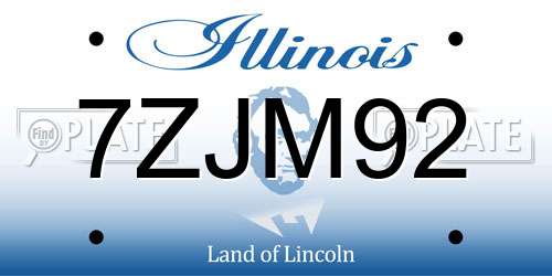 7ZJM92 Illinois License Plate