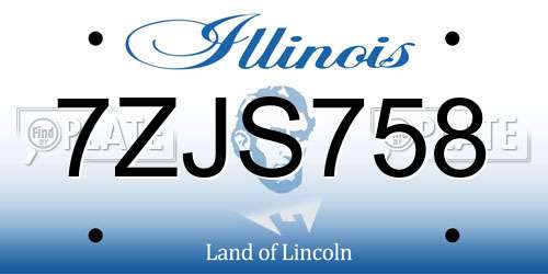 7ZJS758 Illinois License Plate
