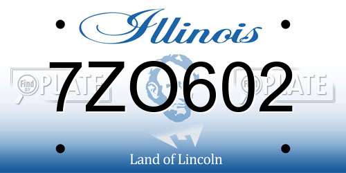 7ZO602 Illinois License Plate