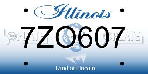 7ZO607 Illinois License Plate