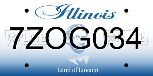 7ZOG034 Illinois License Plate