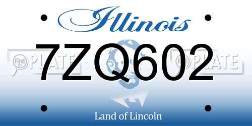 7ZQ602 Illinois License Plate
