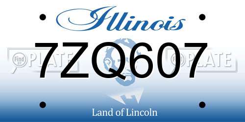 7ZQ607 Illinois License Plate