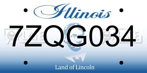 7ZQG034 Illinois License Plate