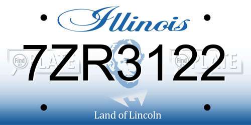 7ZR3122 Illinois License Plate