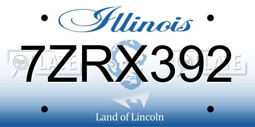 7ZRX392 Illinois License Plate
