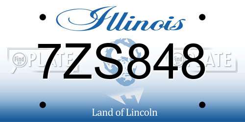 7ZS848 Illinois License Plate
