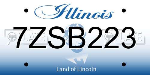 7ZSB223 Illinois License Plate