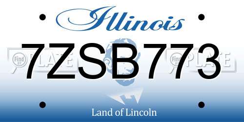 7ZSB773 Illinois License Plate