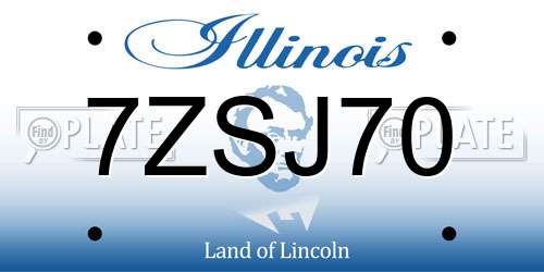 7ZSJ70 Illinois License Plate
