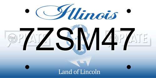 7ZSM47 Illinois License Plate