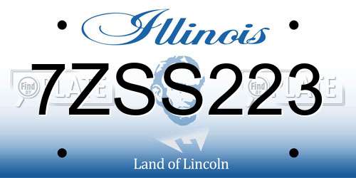 7ZSS223 Illinois License Plate