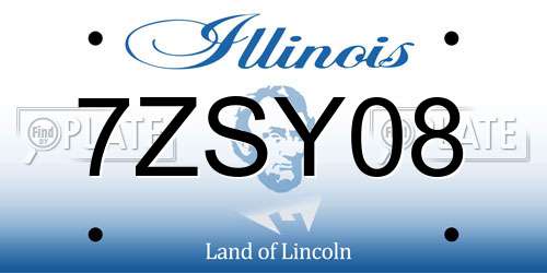 7ZSY08 Illinois License Plate