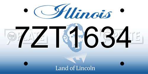 7ZT1634 Illinois License Plate