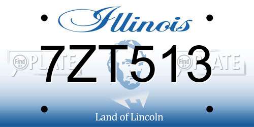 7ZT513 Illinois License Plate