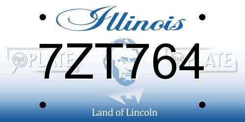 7ZT764 Illinois License Plate