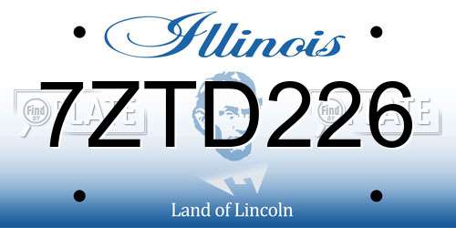 7ZTD226 Illinois License Plate