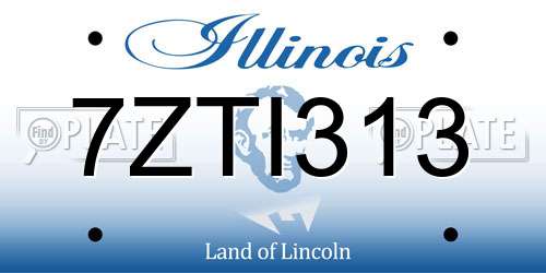 7ZTI313 Illinois License Plate