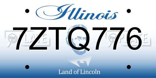 7ZTQ776 Illinois License Plate