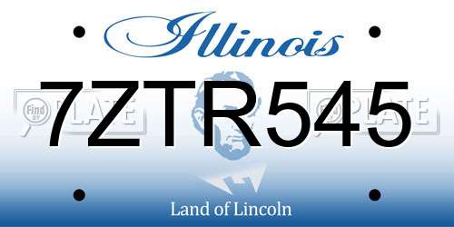 7ZTR545 Illinois License Plate