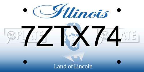7ZTX74 Illinois License Plate