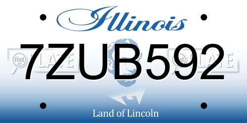7ZUB592 Illinois License Plate