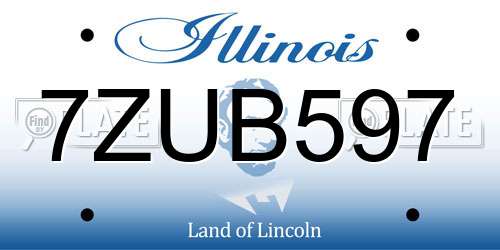 7ZUB597 Illinois License Plate