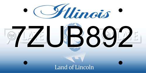7ZUB892 Illinois License Plate
