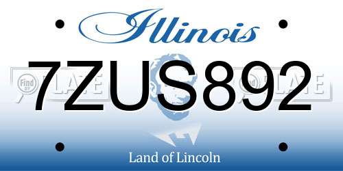 7ZUS892 Illinois License Plate