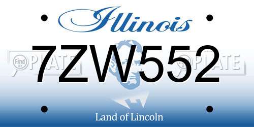 7ZW552 Illinois License Plate