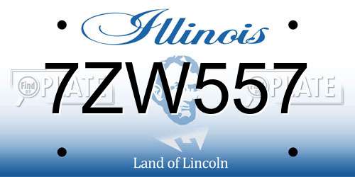7ZW557 Illinois License Plate