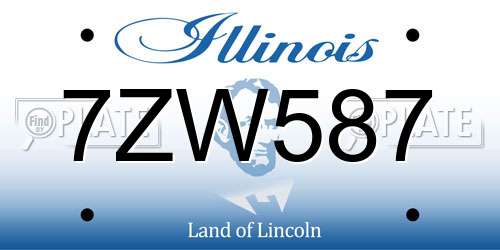 7ZW587 Illinois License Plate