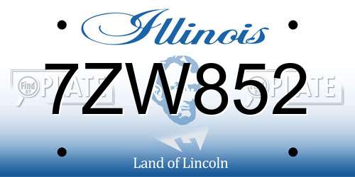 7ZW852 Illinois License Plate