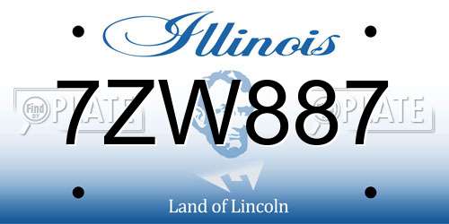 7ZW887 Illinois License Plate