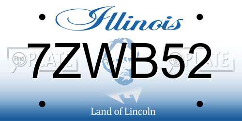 7ZWB52 Illinois License Plate