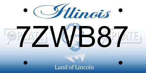 7ZWB87 Illinois License Plate