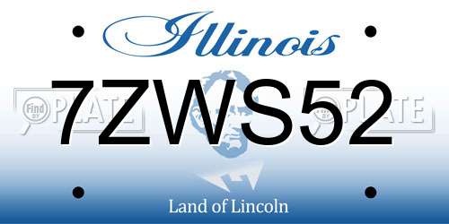 7ZWS52 Illinois License Plate
