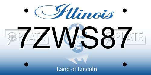 7ZWS87 Illinois License Plate