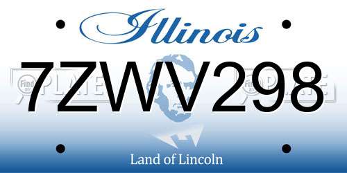 7ZWV298 Illinois License Plate