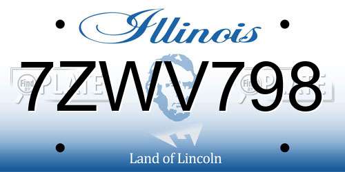 7ZWV798 Illinois License Plate
