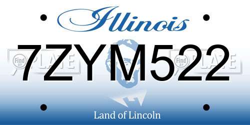 7ZYM522 Illinois License Plate