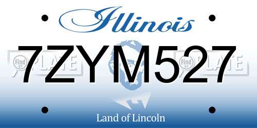7ZYM527 Illinois License Plate