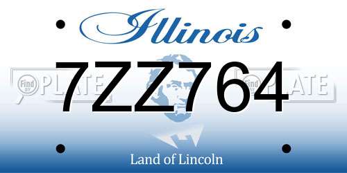 7ZZ764 Illinois License Plate