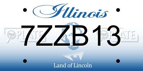 7ZZB13 Illinois License Plate