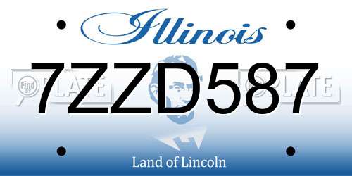 7ZZD587 Illinois License Plate